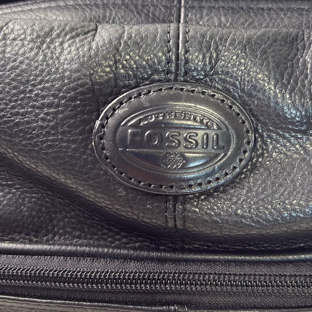 Fossil Black Leather Men's Toiletry Bag Dopp kit