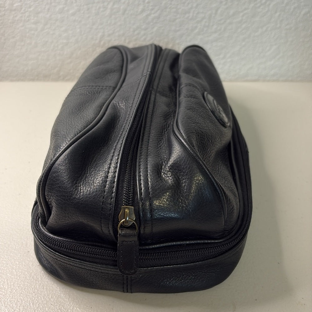 Fossil Black Leather Men's Toiletry Bag Dopp kit