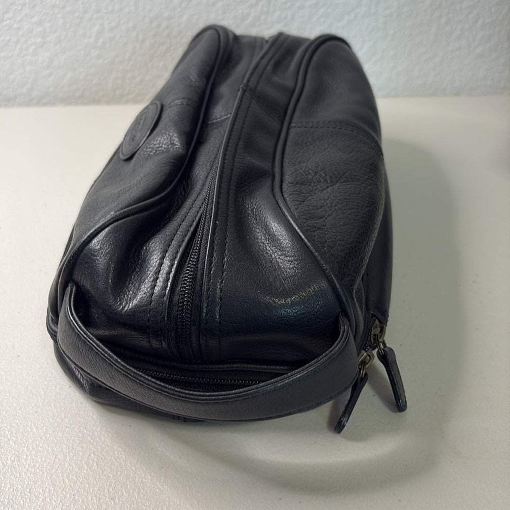 Fossil Black Leather Men's Toiletry Bag Dopp kit