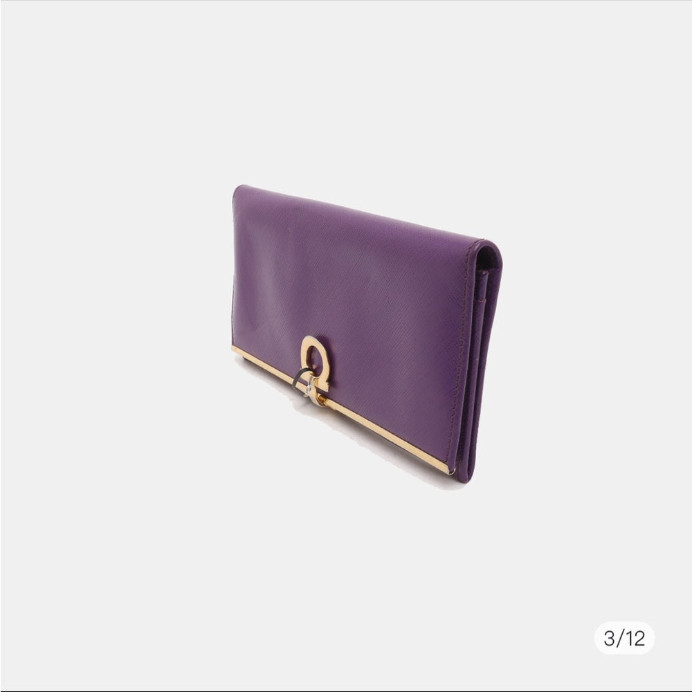 SALVATORE FERRAGAMO
Grape Saffiano Leather Gancini Icona Wallet