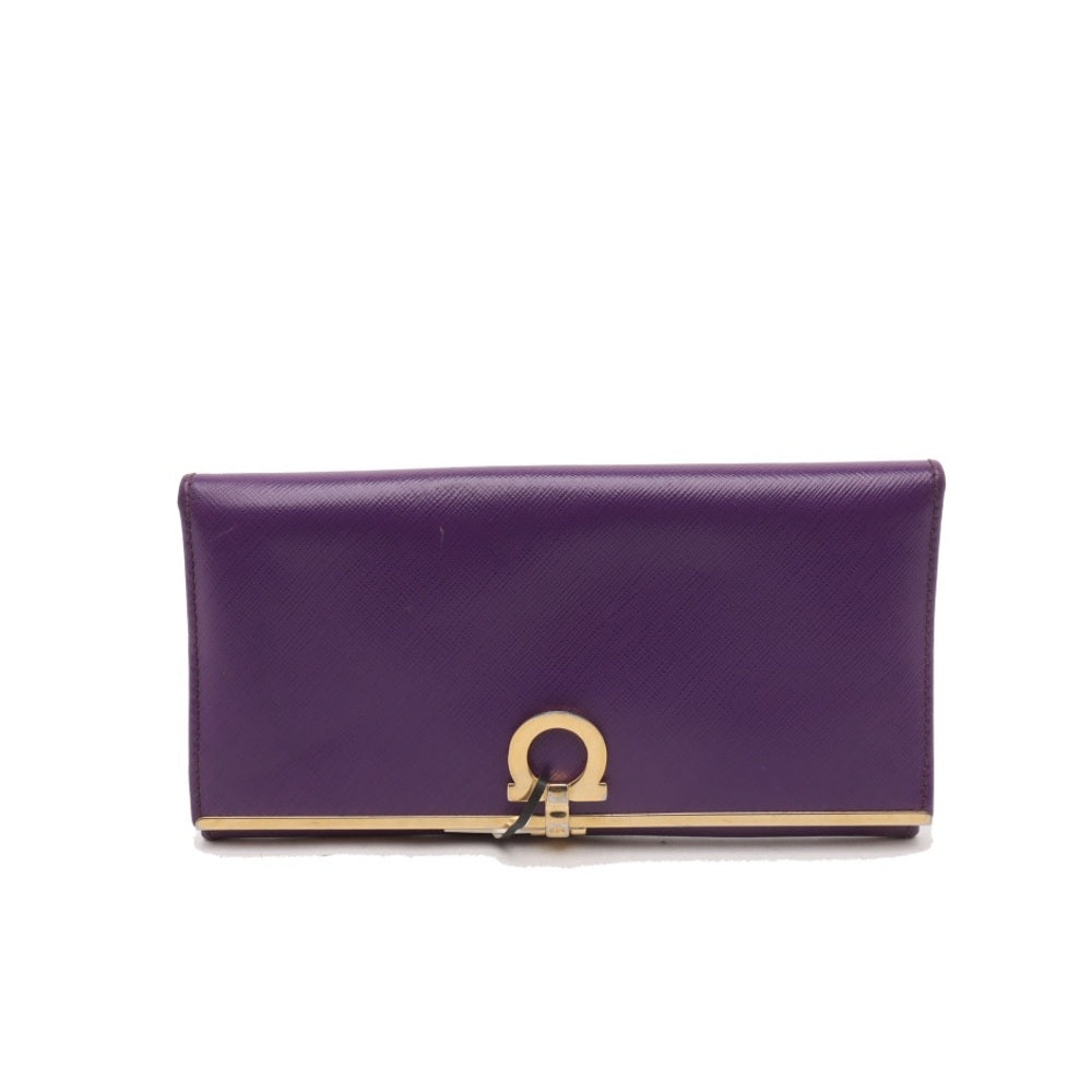 SALVATORE FERRAGAMO
Grape Saffiano Leather Gancini Icona Wallet