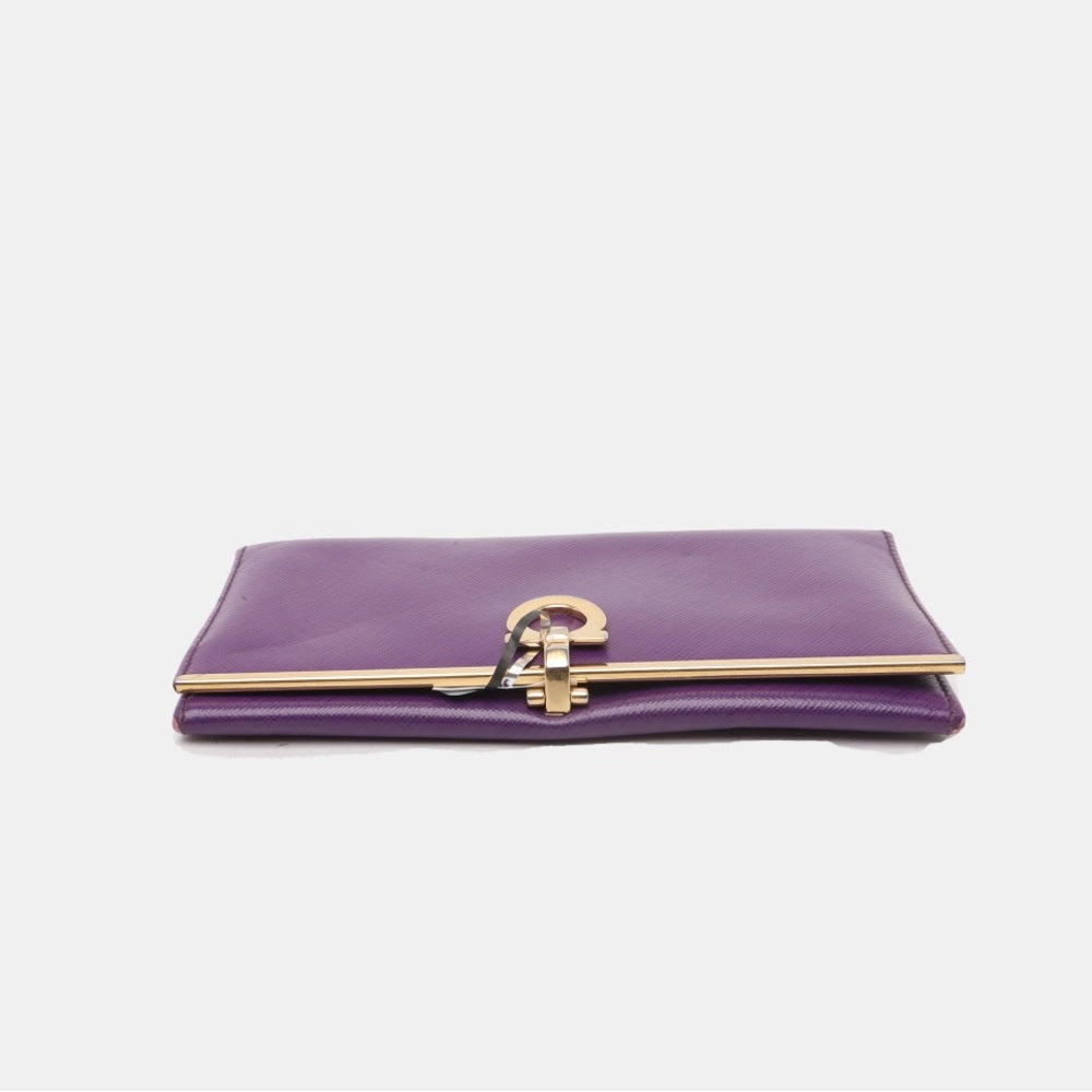 SALVATORE FERRAGAMO
Grape Saffiano Leather Gancini Icona Wallet