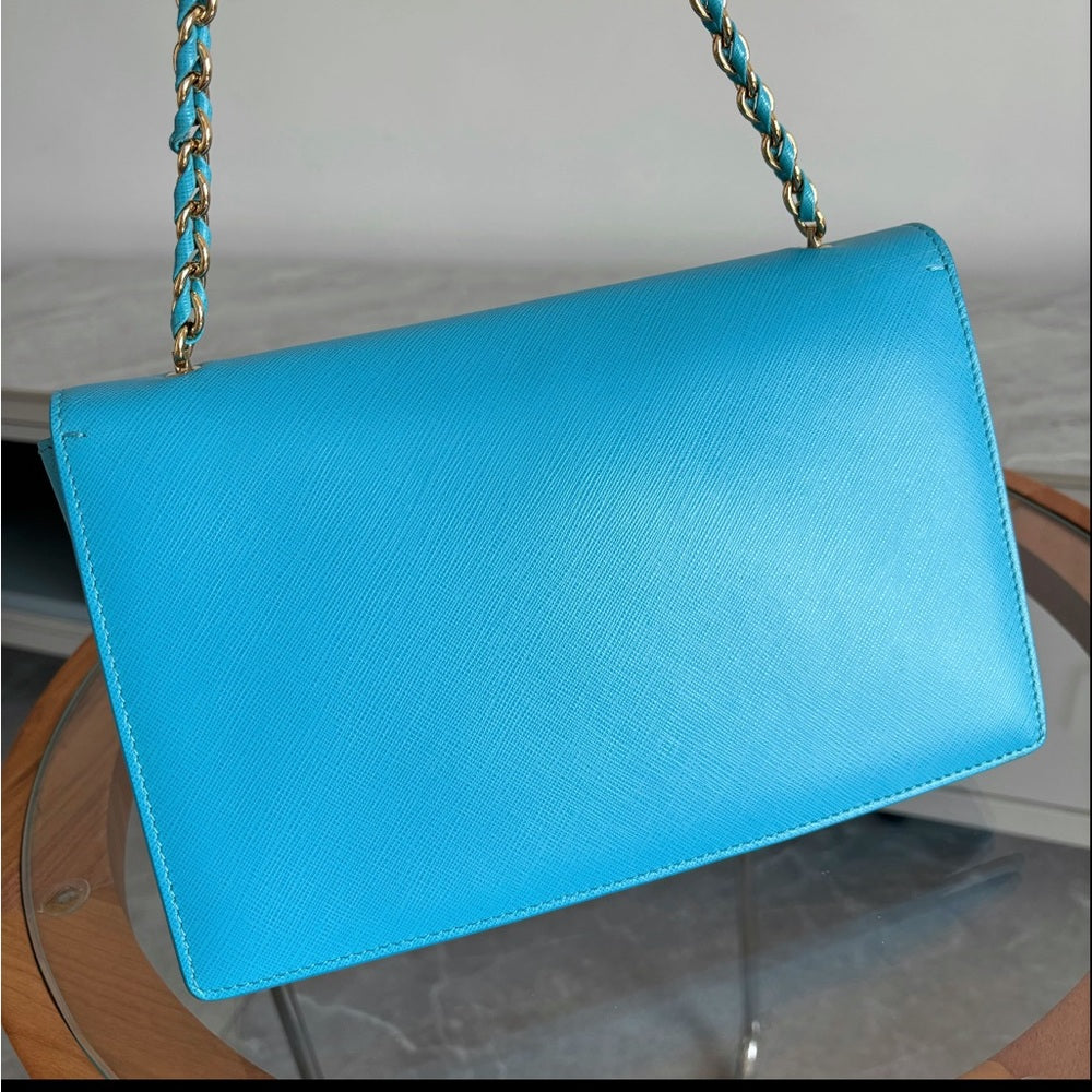 Salvatore Ferragamo Light Blue Leather Ginny Shoulder Bag