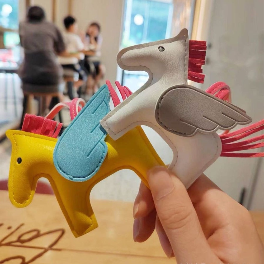 Cordón para llaves de coche y bolso de PU con diseño de caballo