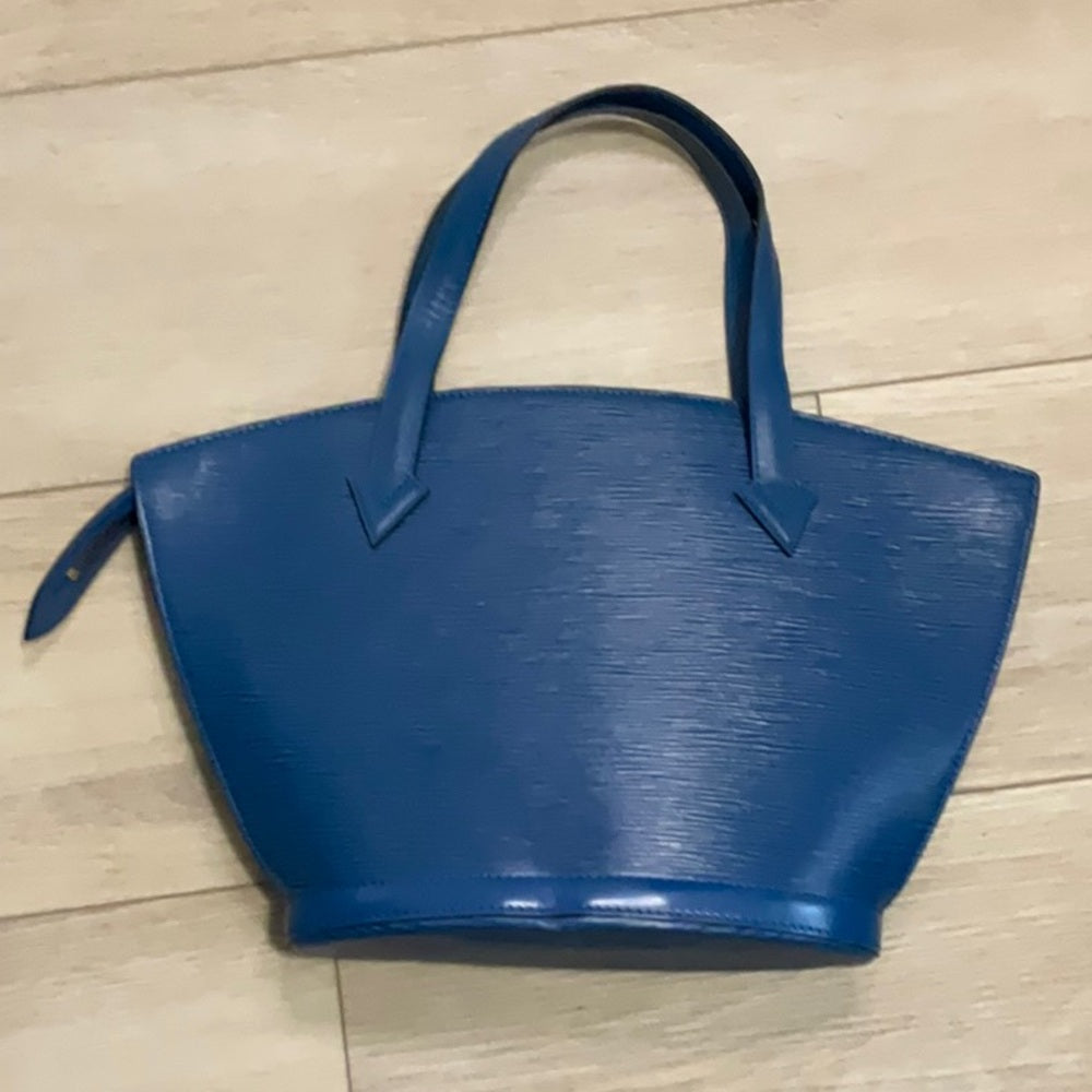 Bolso de mano de diseño de piel azul de Louis Vuitton