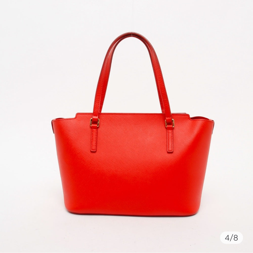 MCM coral red saffiano leather large Project tote shopper bag