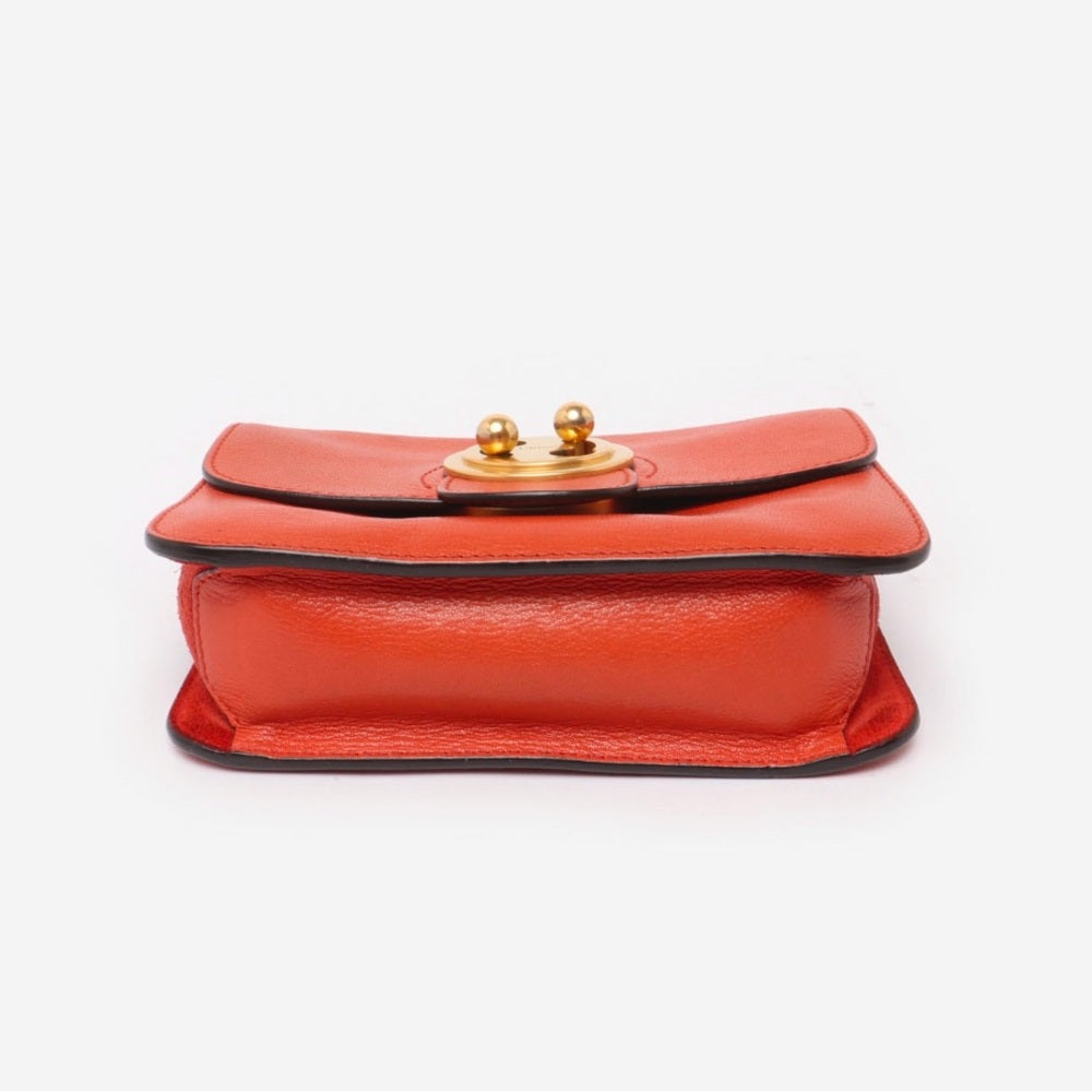 Chloe Mily Shoulder Bag In Orange Leather