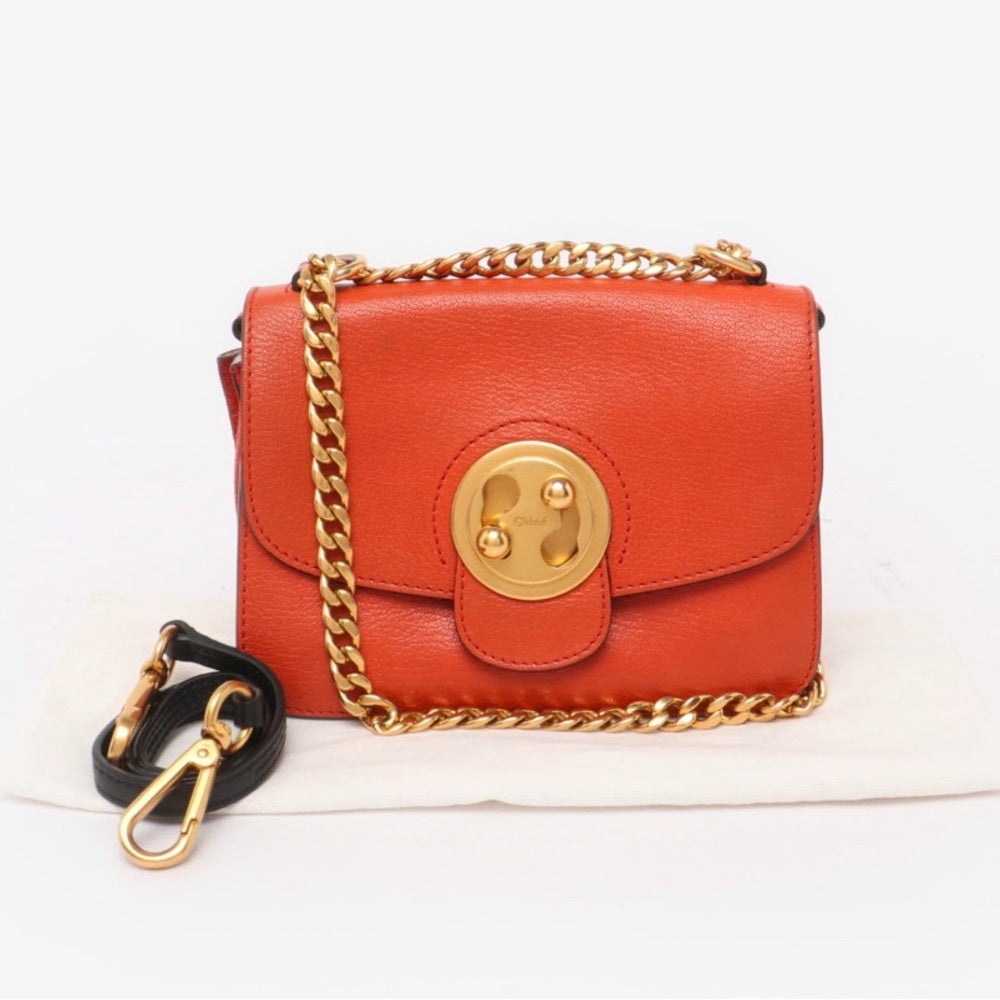 Chloe Mily Shoulder Bag In Orange Leather