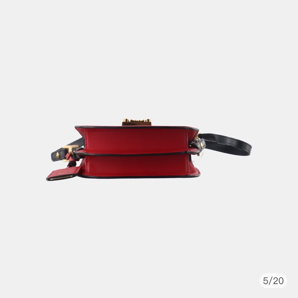 MCM Red and Black Leather Crossbody Bag