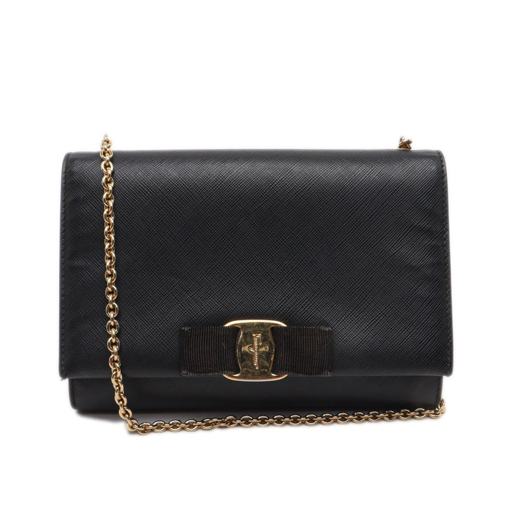 Salvatore Ferragamo Black Leather Shoulder Bag