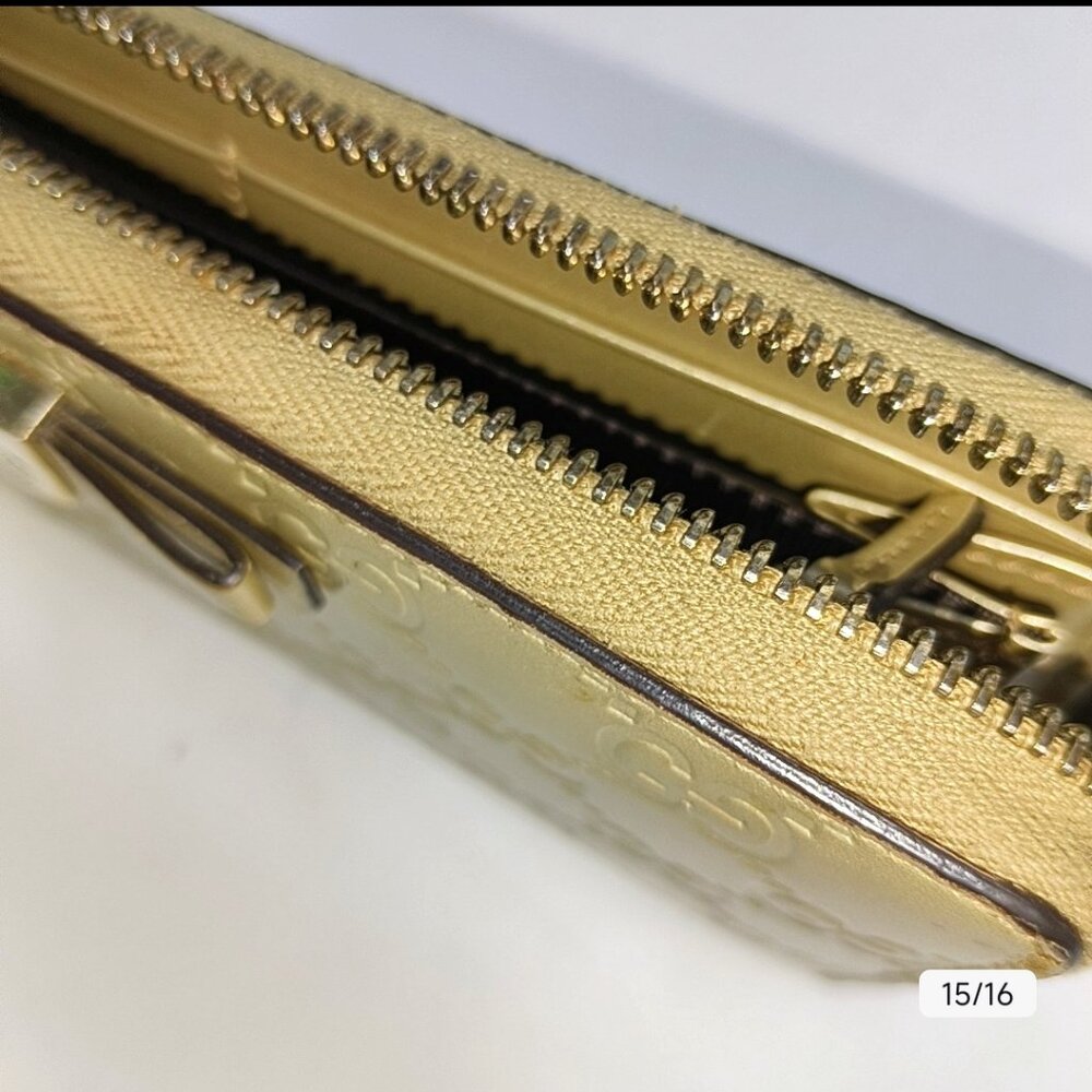 GUCCI gold leather presbyopic wallet