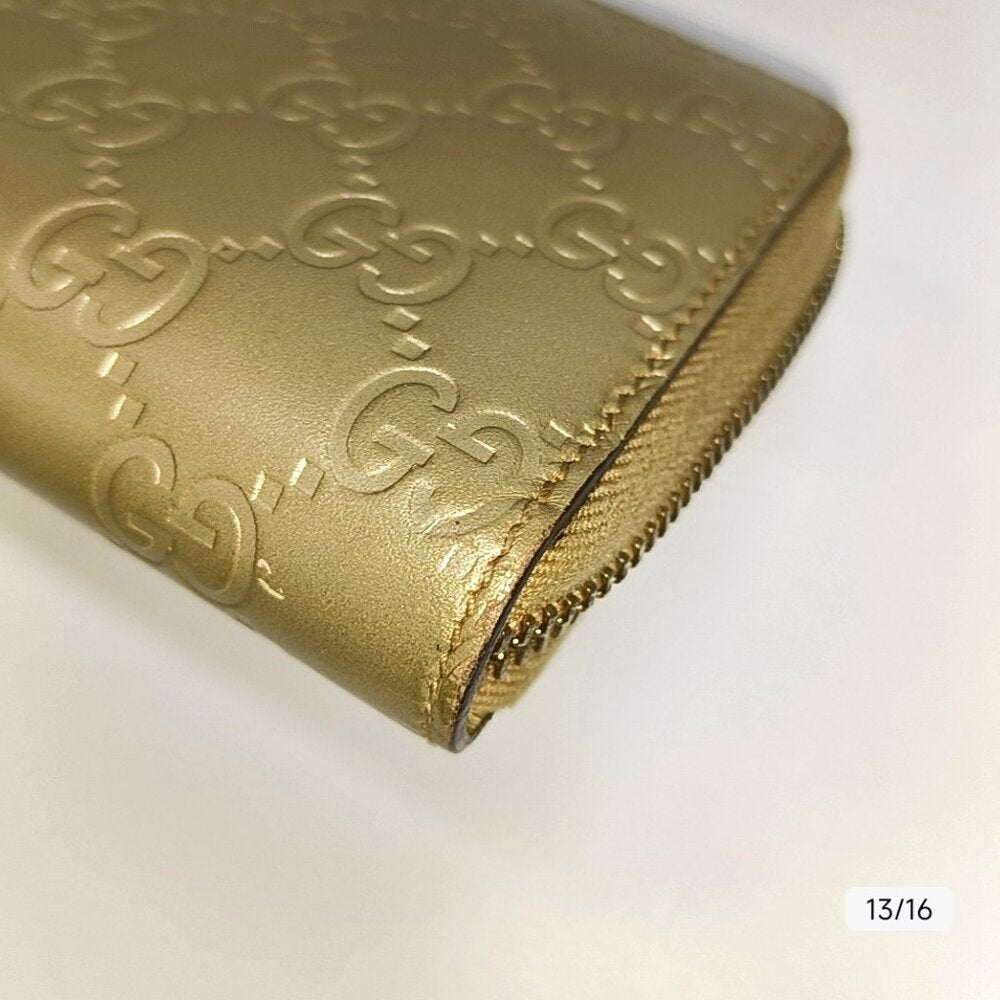 GUCCI gold leather presbyopic wallet