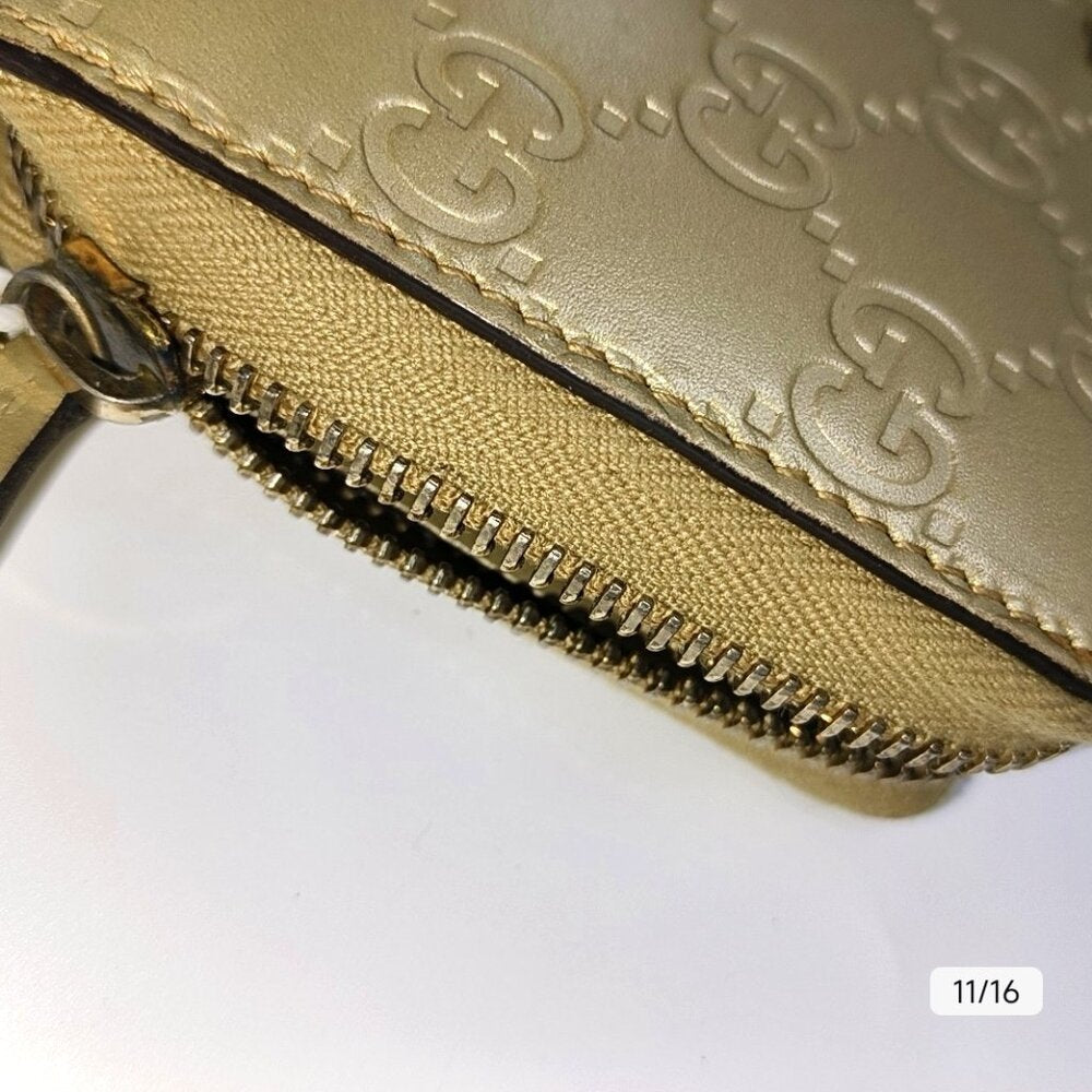 GUCCI gold leather presbyopic wallet