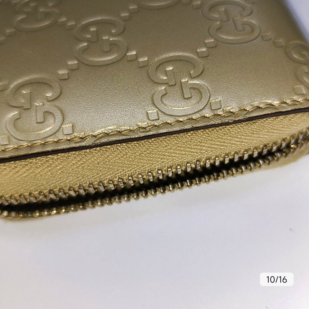 GUCCI gold leather presbyopic wallet