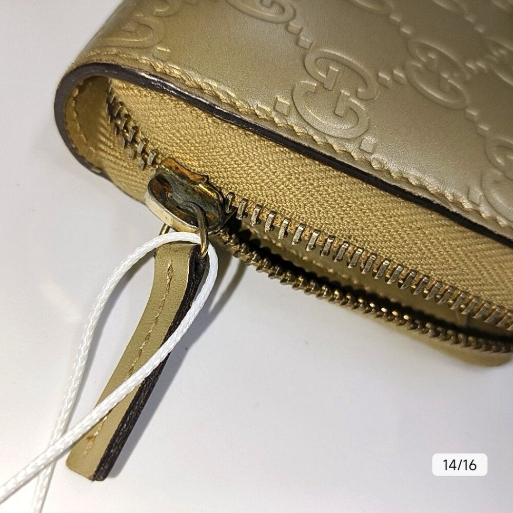 GUCCI gold leather presbyopic wallet