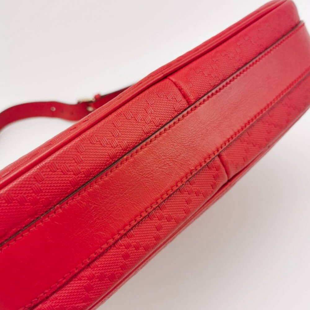 GUCCI red leather crossbody bag