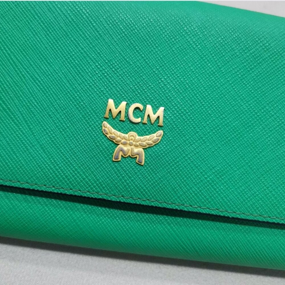 MCM green leather wallet