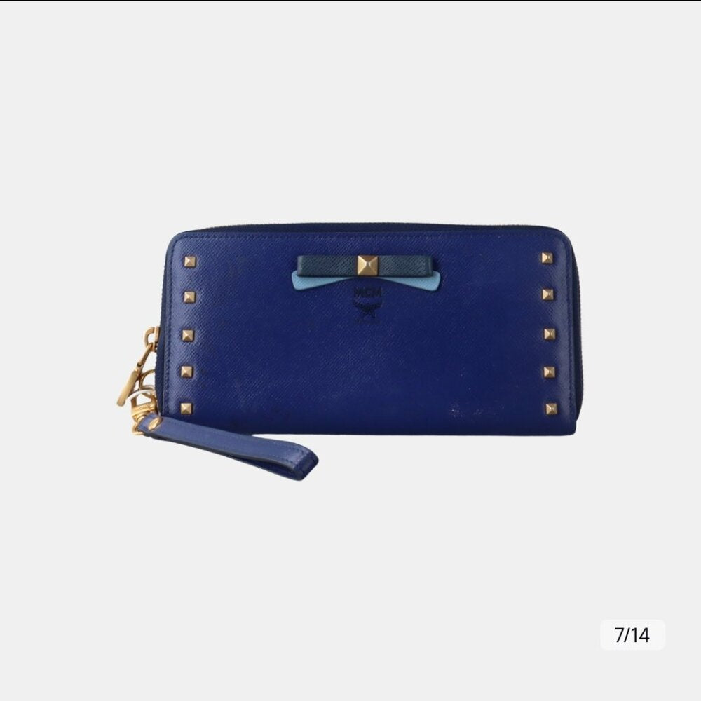 MCM NINA Blue Willow Leather Wallet