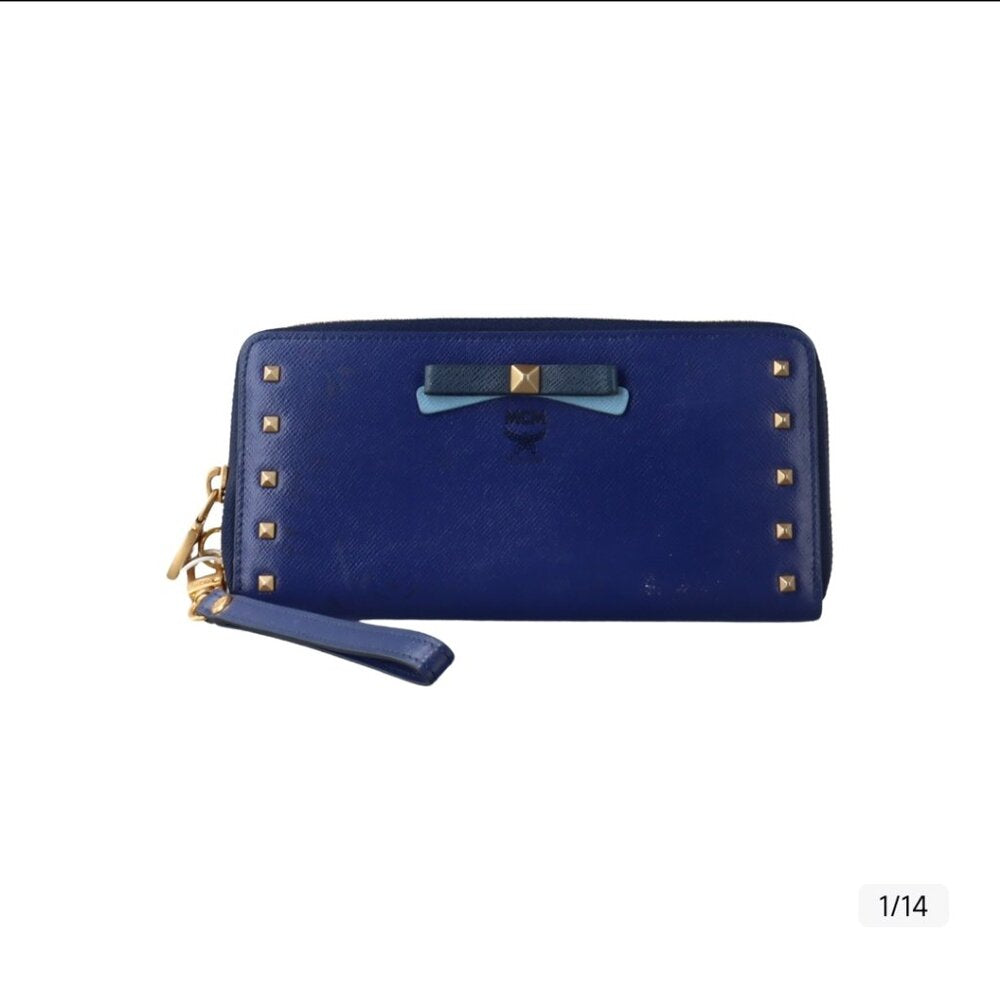 MCM NINA Blue Willow Leather Wallet