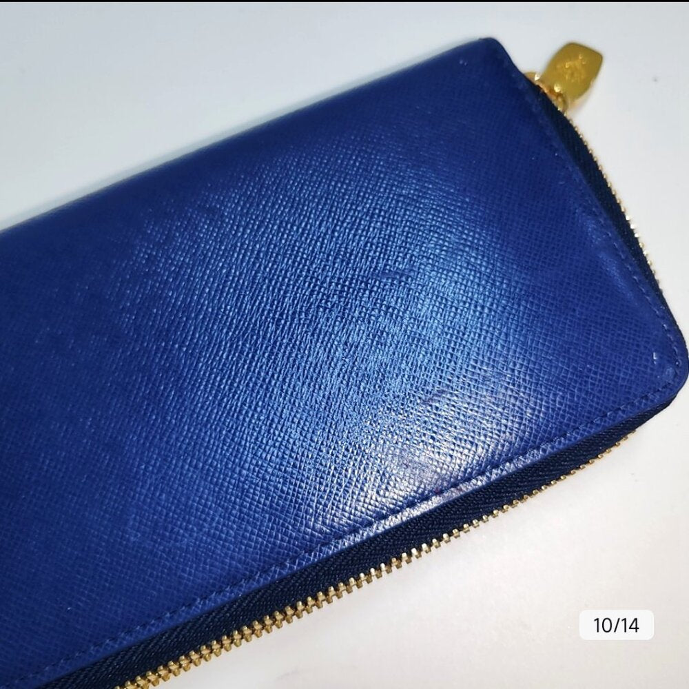 MCM NINA Blue Willow Leather Wallet