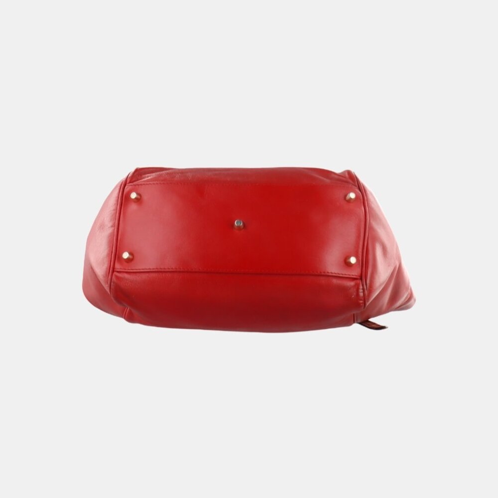 BURBERRY Calfskin Haymarket Small Canterbury Tote in Red