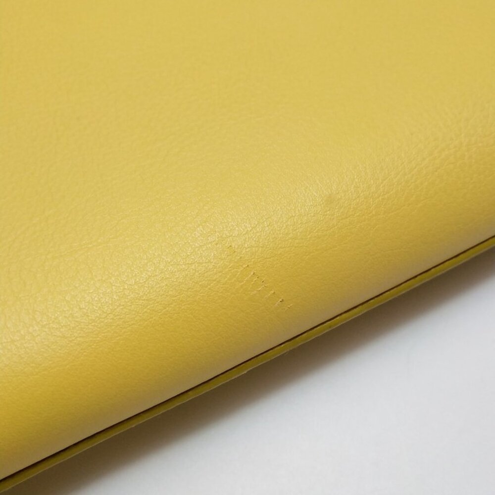 Saint Laurent Clutch Yellow Leather Gold-Tone Hardwarev