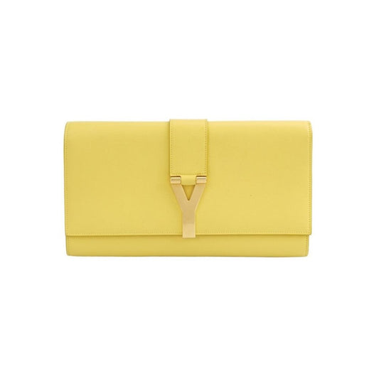 Bolso de mano Saint Laurent de piel amarilla con herrajes en tono dorado