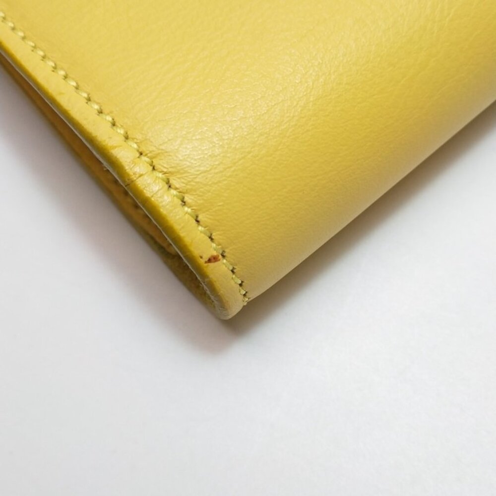 Saint Laurent Clutch Yellow Leather Gold-Tone Hardwarev