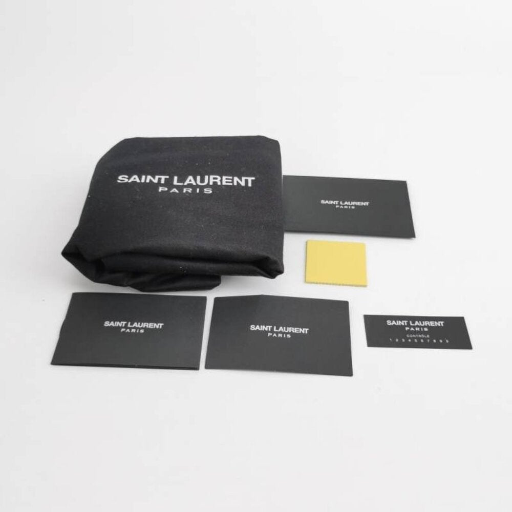 Saint Laurent Clutch Yellow Leather Gold-Tone Hardwarev