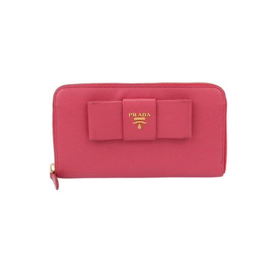 Cartera de piel de vaca con lazo rosa de Prada