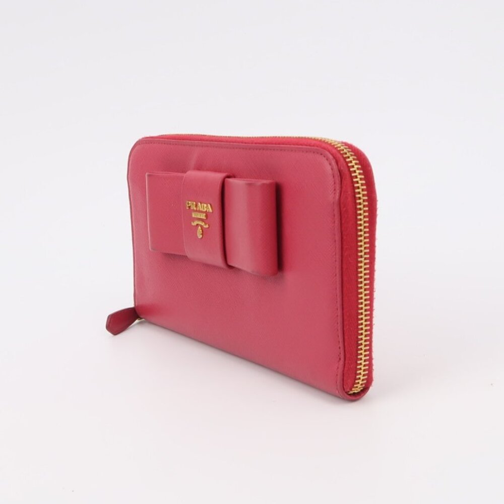 Prada cowhide pink bow wallet