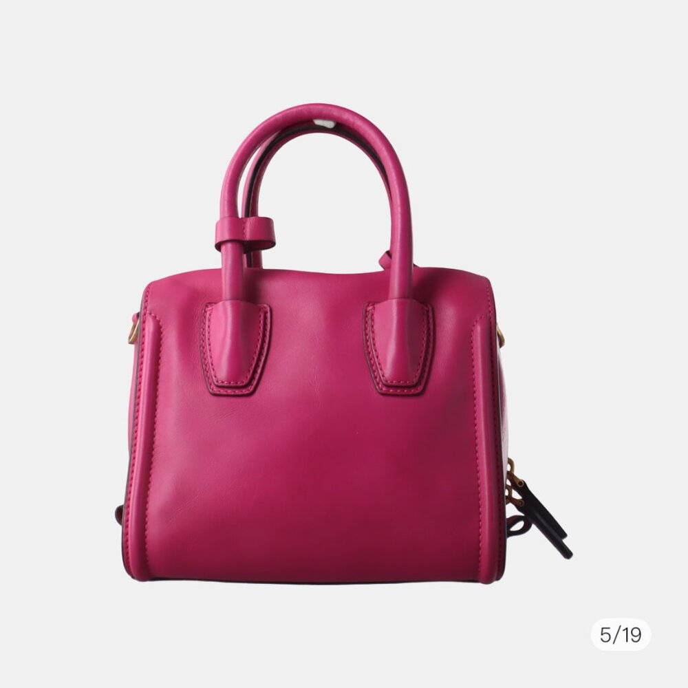 MCM Fuchsia Leather Zip Satchel