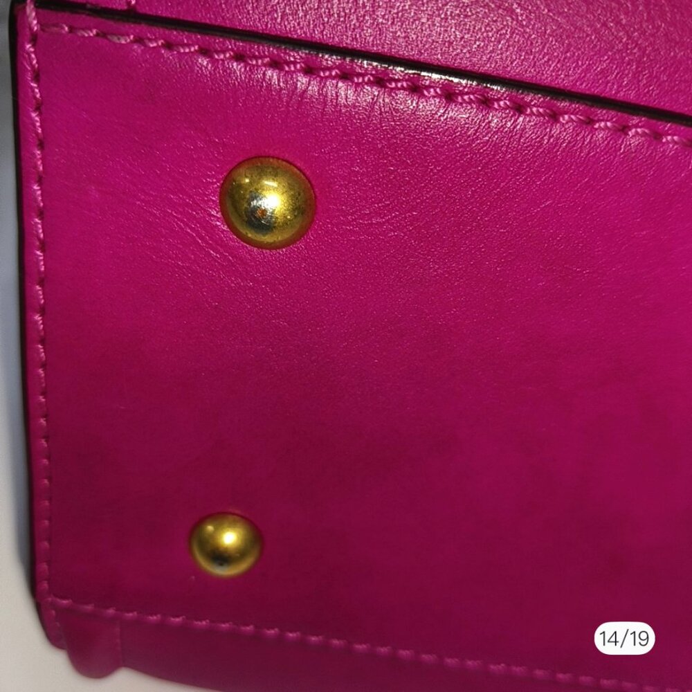 MCM Fuchsia Leather Zip Satchel