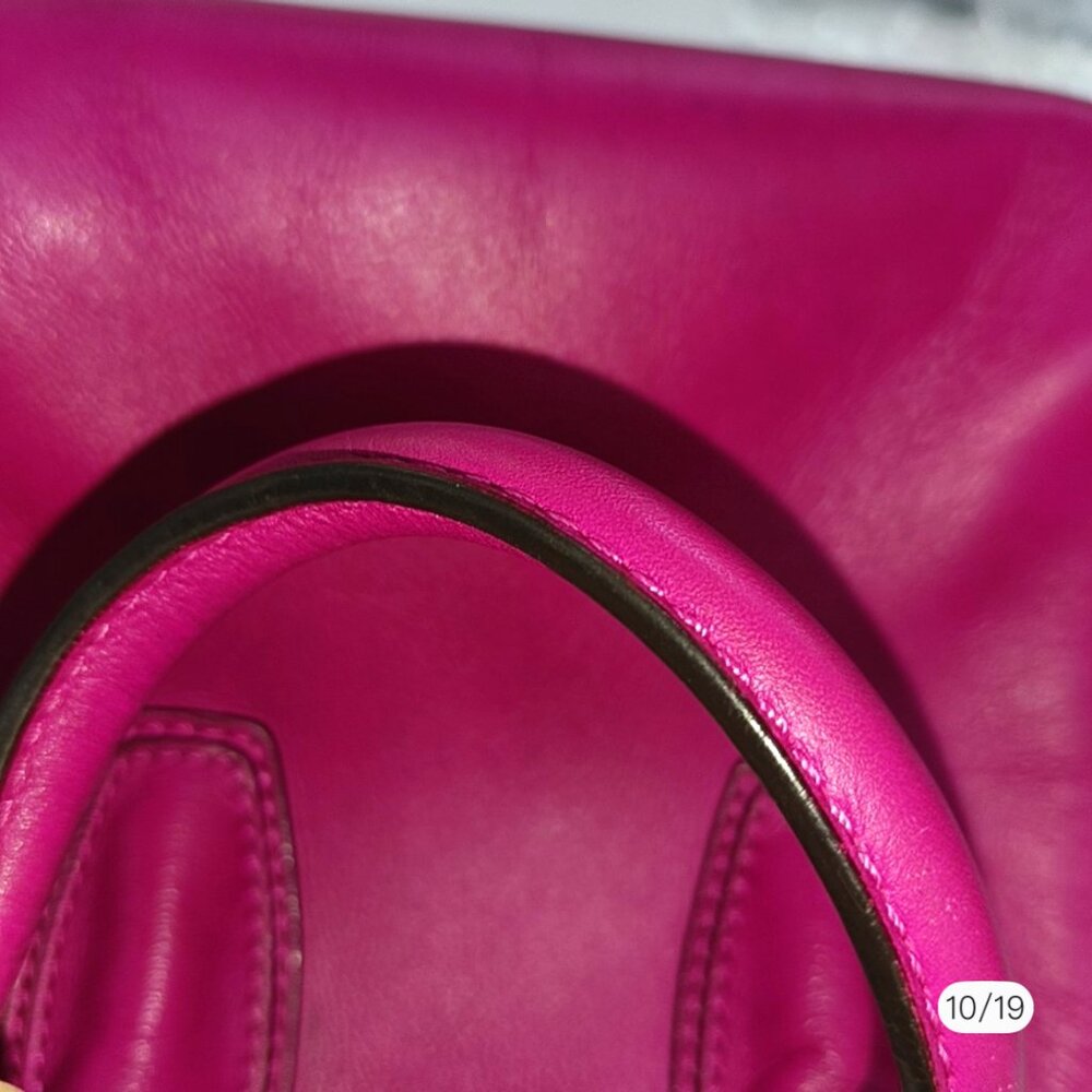 MCM Fuchsia Leather Zip Satchel