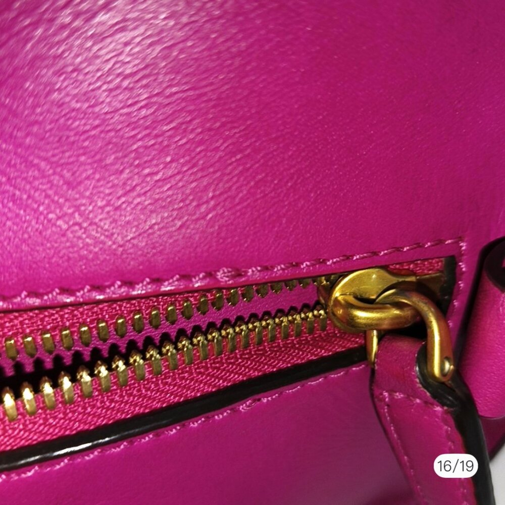 MCM Fuchsia Leather Zip Satchel