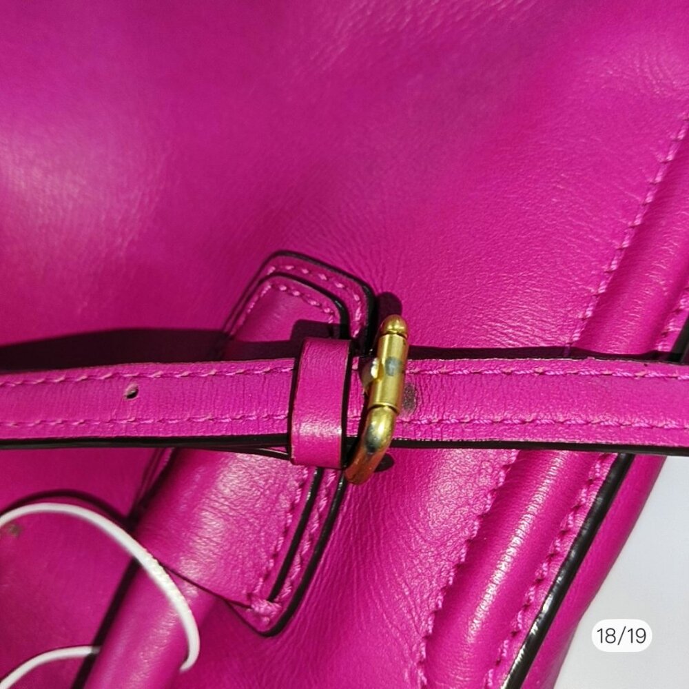 MCM Fuchsia Leather Zip Satchel