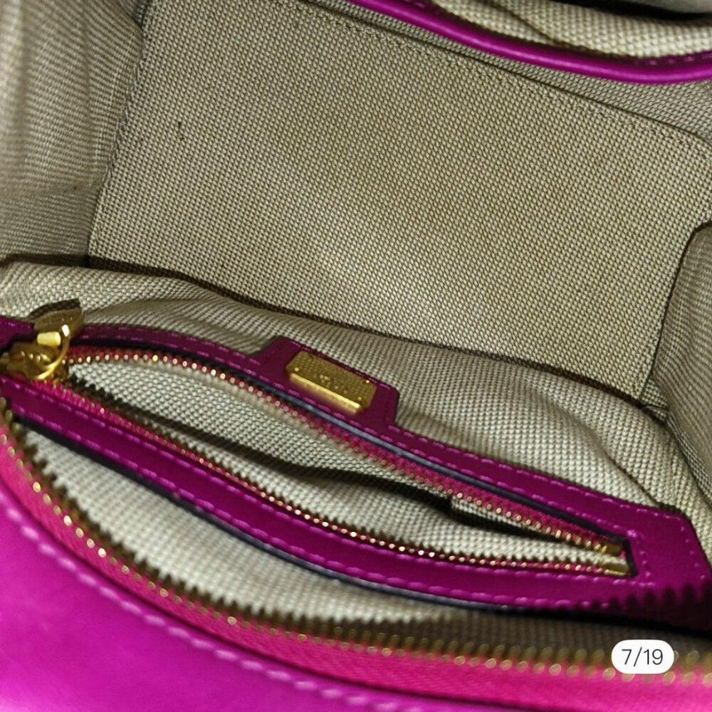 MCM Fuchsia Leather Zip Satchel