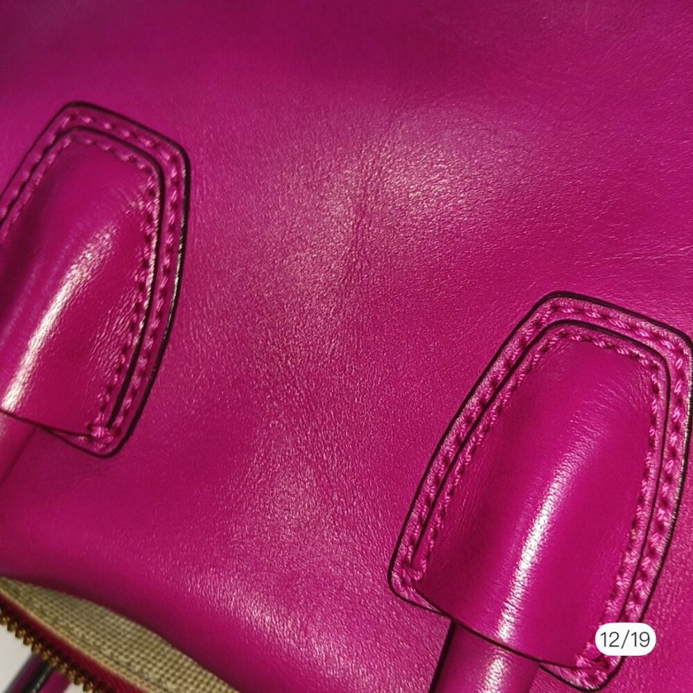 MCM Fuchsia Leather Zip Satchel