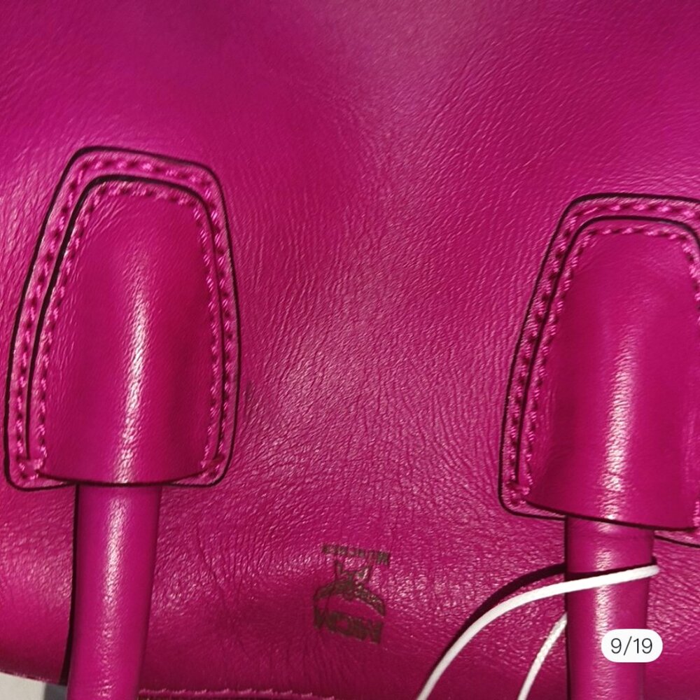 MCM Fuchsia Leather Zip Satchel