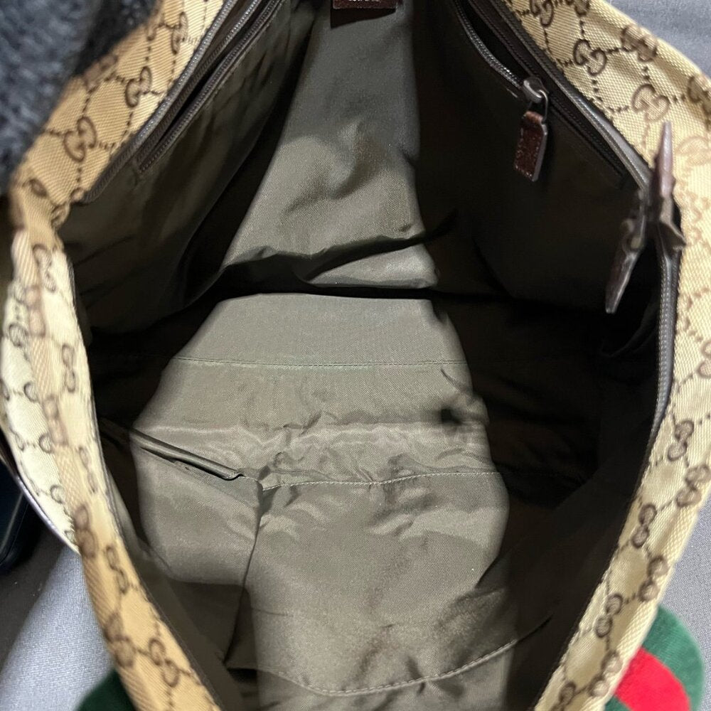 Gucci  Monogram Web Large Diaper Tote Brown