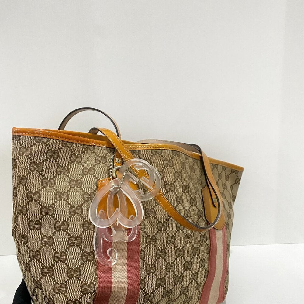 Gucci Brown GG Canvas Jolicoeur Handbag Maroon Pink Beige