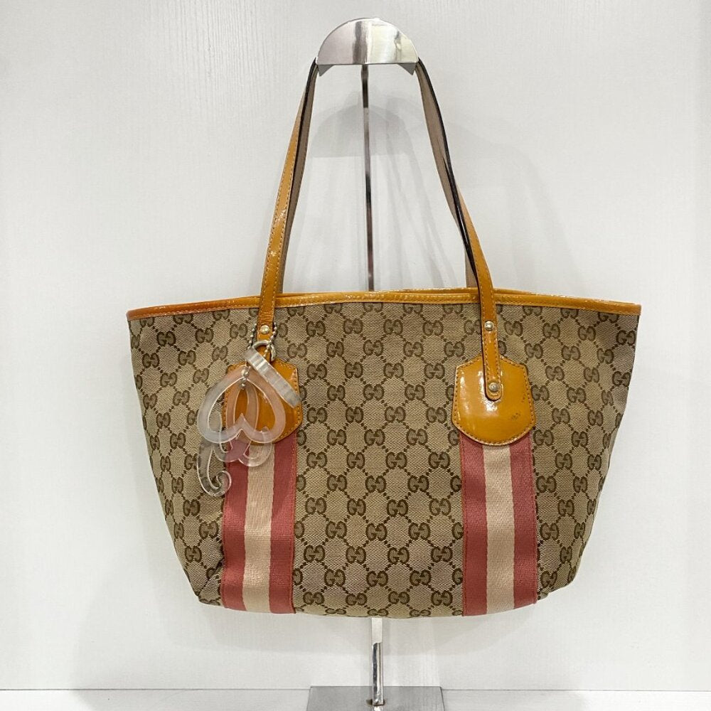 Gucci Brown GG Canvas Jolicoeur Handbag Maroon Pink Beige