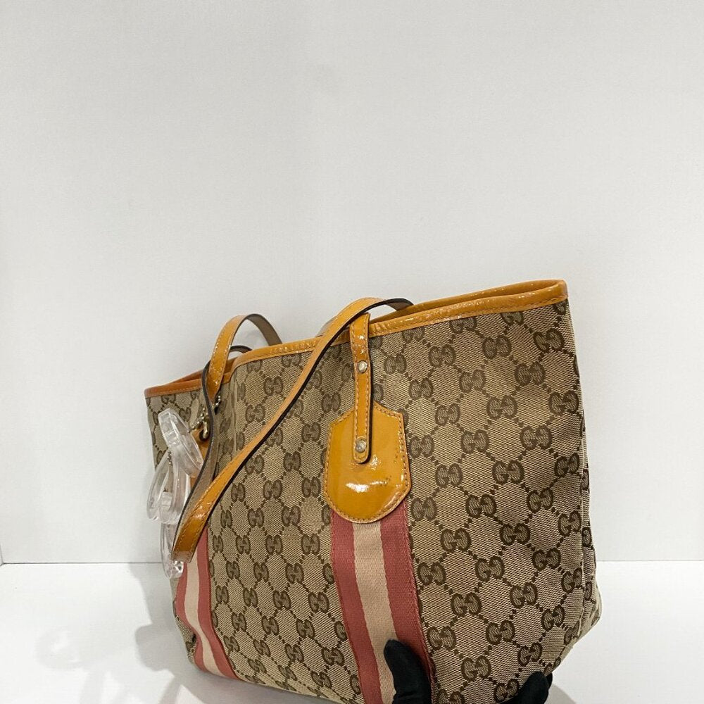 Gucci Brown GG Canvas Jolicoeur Handbag Maroon Pink Beige