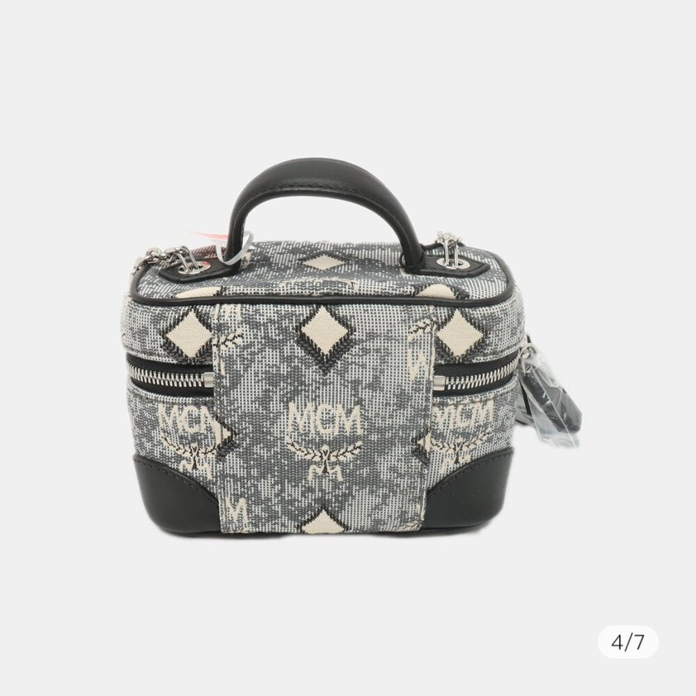 MCM  Vintage Jacquard Monogram Rockstar Vanity Case Grey