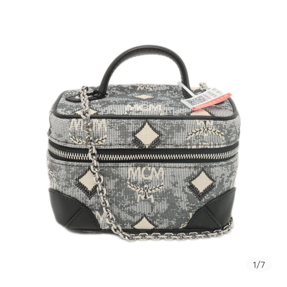 MCM  Vintage Jacquard Monogram Rockstar Vanity Case Grey