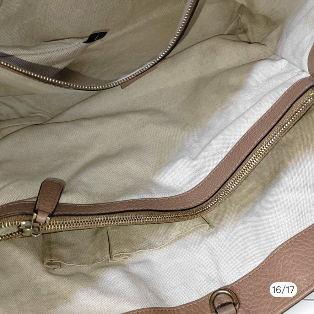 Gucci Beige Pebbled Leather Bella Shopper Tote Bag