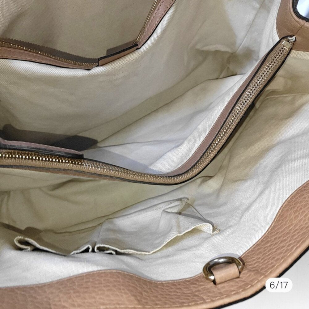 Gucci Beige Pebbled Leather Bella Shopper Tote Bag