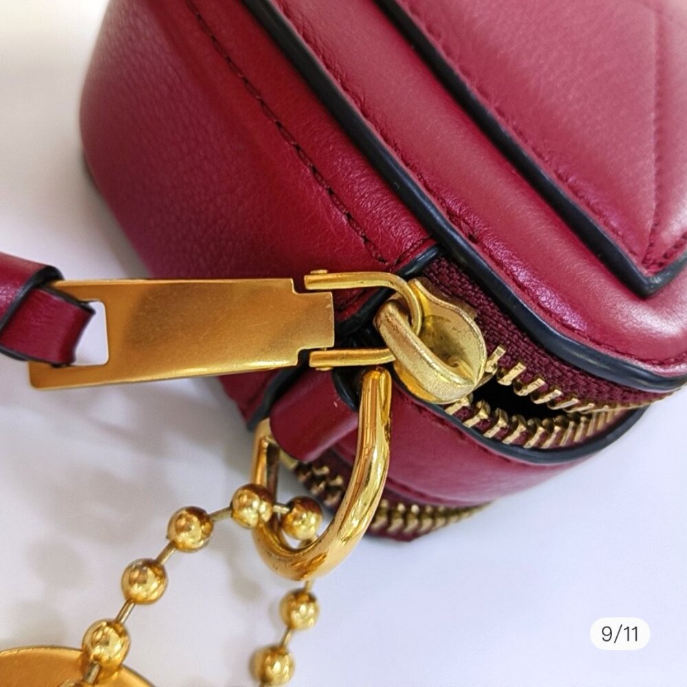 Marc Jacobs Marc Jacobs Red Leather Double Zip Crossbody Bag