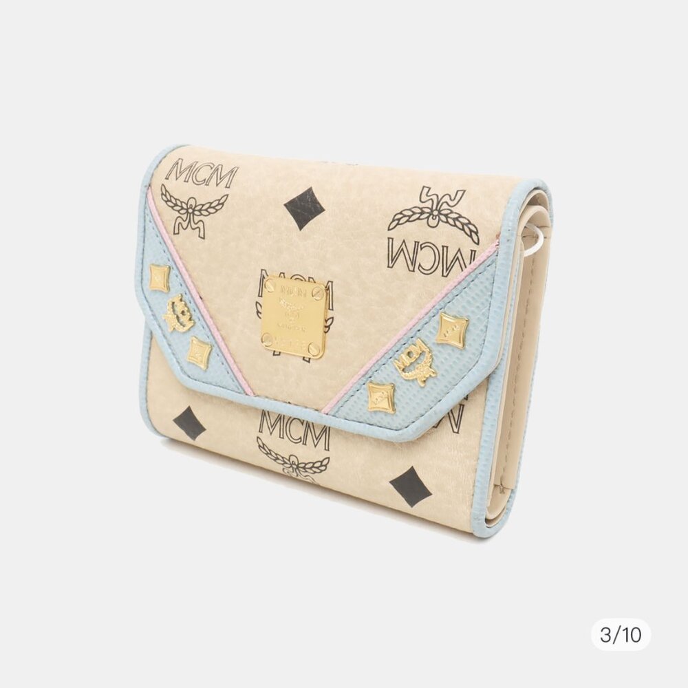 MCM beigh card holder wallet