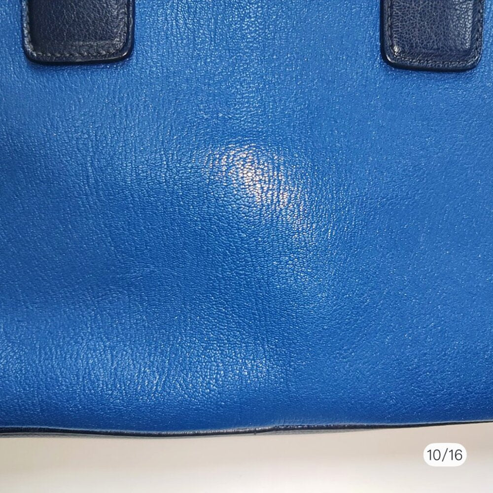 Miu Miu Two Tone Blue Leather Middle Zip Tote